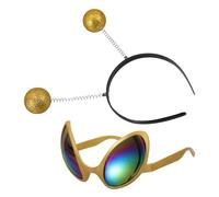 Veemoon Diadema de Plástico con Gafas Extraterrestres Amarillas para Fiestas y Cosplay, Diseño Divertido Resistente y Que No Se Deforma, Adecuado para Calle y Conducción