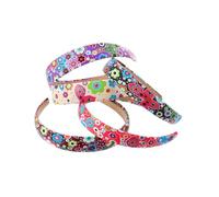 Veemoon Diadema Floral De Cuero 5 Piezas Estampado De Flores, Tamaño Medio, Tocado Floral Elegante Para Mujer Uso Diario, Accesorio De Moda Versátil Multicolor