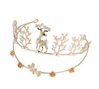 Veemoon Diadema Navideña Forma de Alce para Mujer Banda Pelo Gemas de Imitación Tocado Elegante para Niñas y Uso Fiestas de Navidad