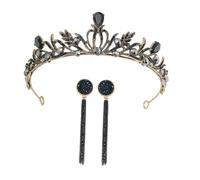 Veemoon Diadema Novia Barroca con Pendientes de Boda Retro para Cumpleaños Accesorio Elegante para Novias y Fiestas