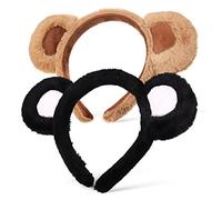Veemoon Diadema Orejas De Oso De Felpa, Pack De 2 Diademas Elásticas, Diseño Creativo Para Halloween y Fiestas Temáticas, Colores Marrón y Negro, Para Niños y Eventos Sociales