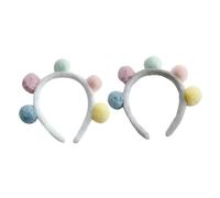 Veemoon Diadema Pompones de Peluche 2 Unidades Blanca y Gris para Niña Accesorios Cabello Uso Diario y Escolar