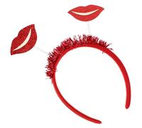 Veemoon Diadema Roja Labios para Mujer Diadema San Valentín Boda Fiesta Accesorio y Versátil para