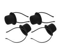 Veemoon Diadema Sombrero de Copa Mini Negro 4 Piezas Accesorio Ligero y Cómodo para Fiesta Temática Carnaval y Cosplay Aro Cabello Vintage para Adultos