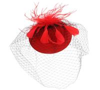 Veemoon Diadema Tocado Mujer Rojo Estilo Retro Pequeño Sombrero Pastillero con Velo para Fiesta Boda Carnaval y Eventos Obsequios Elegante Accesorio Cabello