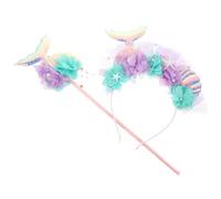 Veemoon Diadema y Varita Mágica Lentejuelas para Disfraz de Sirena Niña, Accesorios de Cosplay para Fiestas y Festivales, Set Decorativo Colorido y Ligero para Actuaciones