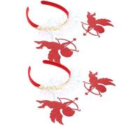 Veemoon Diademas de San Valentín para Mujer 2 Piezas Diademas de Fiesta Rojas Corazones Accesorio para Cabello Ajustable de Fieltro y Piel Sintética Adecuado para Bodas y