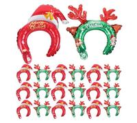 Veemoon Diademas Inflables Navideñas Globos de Película de Aluminio 20 Piezas 10 Diademas de Gorro de Navidad 10 de Cuernos de Reno Accesorios Decorativos para Fiestas Infantiles y