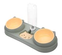 Veemoon Dispensador Automático para Mascotas Doble Cuenco de Plástico Resistente y Seguro para Perros y Gatos Comedero y Bebedero Compacto y Fácil de Limpiar Diseño Antirroturas y Ligero