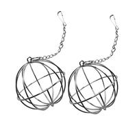 Veemoon Dispensador de Alimento Bola Colgante para Conejos y Cobayas 2 Piezas Acero Inoxidable Electrochapado Grieta Media Luna para Regulación de Ingesta Adecuado para Jaulas y