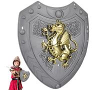 Veemoon Escudo dorado de dragón de plástico para niños, escudo de plástico de caballero medieval vintage para niños, accesorios de disfraz de caballero infantil para cosplay, disfraces de fiesta y