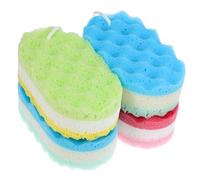 Veemoon Esponjas de Baño Exfoliantes 4 Unidades Tamaño Cómodo de Esponja Corporal para Limpieza Diaria Colores Amarillo, Rojo y Azul para Cuidado Personal y Ducha