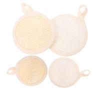 Veemoon Esponjas Faciales Exfoliantes de Lufa 4 Piezas Tamaño 8x8 Cm Naturales para Limpieza Profunda Mujer Cuidado Facial Uso Doméstico y Viaje