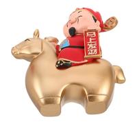 Veemoon Estatua Feng Shui de CAI Shen en Caballo Pequeño Dorado para Año Lunar 2026, Decoración de Prosperidad y Fortuna para Hogar y Oficina, Figura Coleccionable de Bendición del Año