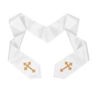 Veemoon Estola Clerical de Color Bordada con Cruz, Bufanda de Satén para Pastor y Coro, 81 Cm, Estola Religiosa para Bodas y Ceremonias Eclesiásticas, Bufandas Cruzadas para Clérigos