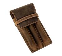 Veemoon Estuche De Cuero para Bolígrafos 3 Piezas Café, Funda Protectora Vintage para Estudiantes y Oficina, Portátil para Diario y Obsequio De Uso Escolar