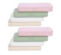 Veemoon Estuche para 8 utensilios de manicura, caja organizadora de plástico para guardar pinceles, limas y accesorios de uñas, y estuche para herramientas de pestañas con tapa, 8 x 3,5 pulgadas.