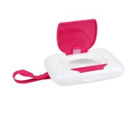 Veemoon Estuche Portátil para Toallitas Húmedas de Ñiño Caja Práctica de Plástico Rosa Botón a Presión Soporte Seguro para Toallitas Adecuado para Uso Exterior y Viajes