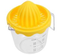 Veemoon Exprimidor Manual de Cítricos Pequeño y Portátil Prensa de Limón y Naranja en Plástico Amarillo Taza Medidora Integrada para Zumo Natural en Cocina y Viaje