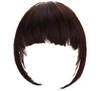 Veemoon Extensiones de Cabello Clip Pieza y Flequillo Postizo Marrón de Fibra Química Efecto Realista para Mujeres en Vida Diaria y Bodas