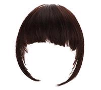 Veemoon Extensiones De Cabello Clip y Flequillo Clip Natural, Fibra Química, Color Marrón Oscuro, Para Mujer, Compatible Todo Tipo De Rostro, Uso Diario y Eventos