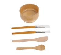 Veemoon Faciales DIY con Cuenco de Bambú Pinceles Cuchara y Mezclador Herramienta Esencial para Cuidado de Casa y Viaje