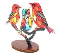 Veemoon Figura de Pájaro Decorativa Acrílica Base Juego de 3 Adornos Pequeños de Metal y Resina Colores Vivos para Decoración Interior y Exterior del Hogar