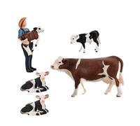 Veemoon Figuras de Animales de Granja Realistas, Conjunto de 5 Mini Vacas de Juguete, Modelo Educativo, Decoración para Jardín y Juegos Infantiles, Vacas Diminutas de Colección