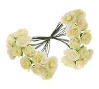 Veemoon Flores Artificiales de Papel Falsas Color Leche, 144 Piezas para Decoración de Hogar, Manualidades y Adornos de Escritorio, Adecuado para Fiestas y Arreglos