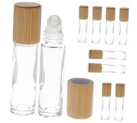 Veemoon Frascos De Perfume Roll-on De Vidrio 10 Unidades 10 Ml Portátil Para Aceites Esenciales y Aromaterapia, Botella Vacía Tapa De Bambú Para Uso Diario