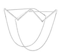 Veemoon Gafas sin Lentes de Media Montura con Cristales de Imitación y Cadena Plateada, Montura Metálica Punk Decorativa para Mujer, Accesorio de Moda para Fiestas y Callejera