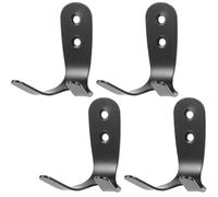 Veemoon Ganchos de Pared para Piscina 4 Unidades, Acero Inoxidable 2.0mm, Doble Gancho Negro para Toallas y Bolsas, Accesorios Multiusos para Baño y Exteriores