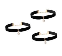 Veemoon Gargantilla De Terciopelo Negro Con Perlas Blancas - Collar Gótico Elegante Con Colgante De Perlas Para Mujeres y Niñas - Accesorio Ideal Para Ocasiones Especiales