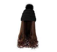 Veemoon Gorro De Peluca Cálido Pelo Ondulado Para Mujer Para Invierno Gorro De Invierno Pompón