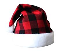 Veemoon Gorro Navideño de Tela a Cuadros Rojo y Negro Gorro de Papá Noel para Adultos Suministros para Fiestas Navideñas Sombrero de Santa Claus Ligero y Cómodo para Decoración y