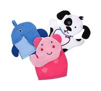 Veemoon Guantes de Baño para Niños 3 Piezas Esponjas de Ducha Cepillos Exfoliantes para Bebés Hora del Baño Estimulación Suave Ecológico