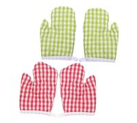 Veemoon Guantes de Cocina Aislantes Térmicos para Horno y Microondas Juego de 2 Pares Resistentes al Calor Tamaño Estándar Colores Rojo y Verde a Cuadros Aptos para Hornear y Cocinar