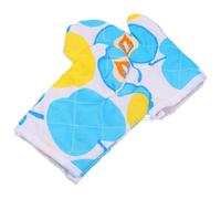 Veemoon Guantes de Horno para 2 Piezas Guantes Aislantes Resistentes al Calor Forro de Algodón Diseño Azul Manzana Antideslizantes para Microondas Hornear y Cocinar Seguro