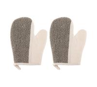 Veemoon Guantes Exfoliantes de Lino Negro para Limpieza Corporal Profunda y Purificación la Piel, 2 Piezas, Ideales para Baño y Ducha