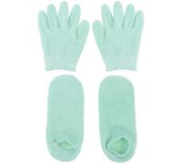 Veemoon Guantes Hidratantes de Gel Verdes y Calcetines para Pies Secos y Agrietados, Paquete 4 Unidades, Hidratante para Manos y Pies, Cuidado Diario para Mujer, Spa en Estilo Aleatorio