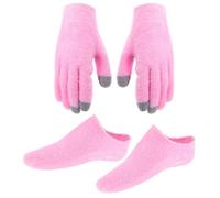 Veemoon Guantes Hidratantes para Manos con Pantalla Táctil y Calcetines para Cuidado de Pies Secos y Agrietados Reutilizable para Mujeres Cómodos y Transpirables para