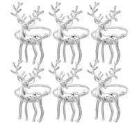 Veemoon Hebillas Decorativas para Servilletas de Metal Plata 6 Unidades Diseño de Ciervo para Servilleteros Navideños y Decoraciones Prácticas de Comedor para Fiestas y Mesas
