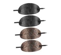 Veemoon Horquillas Cabello Cuero Retro Ovaladas Largas 4 Piezas Horquilla Fija Para Pelo Largo Mujer Uso Diario y Ocasiones Obsequios Negra y Bronce