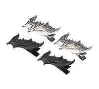 Veemoon Horquillas Pelo De Halloween De Murciélago y Alas, 2 Pares, Diseño Punk Negro y Plata Antigua, Accesorio Cosplay Para Fiestas y Ambiente Festivo