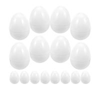 Veemoon Huevos de Pascua de Plástico Vacíos para Adorno y Almacenamiento de Dulces Diseño de Huevo white, Paquete de 16 Piezas Adecuado para Embalaje y Fiestas