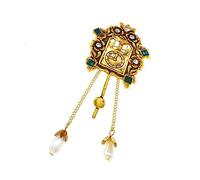 Veemoon Insignia de despertador de pájaro retro broche de reloj retro broche de pájaro antiguo broche de pecho exquisito clip de broche de metal insignia de mochila Aleación de zinc Dorado