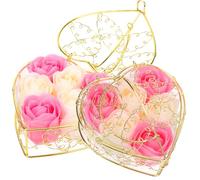 Veemoon Jabón Decorativo de Rosas Perfumado 2 Piezas Conjunto de Jabón de Baño para Mujer Color Rosa y Blanco Adecuado Obsequio para San Valentín Aniversario y Cumpleaños Decoración