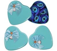 Veemoon Jabón en Forma de Rosa 3 Unidades en Caja de Hierro 6 Flores Azules Obsequio Original Día Madre Jabón de Flores Creativo y Aromático para Cuidado Personal