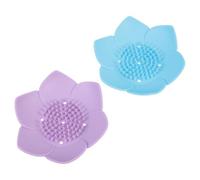 Veemoon Jabonera Multiusos de Silicona 2 Piezas para Baño y Viaje Soporte para Jabón de Escritorio Diseño de Loto Resistente al Desgaste Drenaje Fácil y Portátil Colores Lavanda y