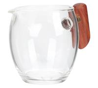 Veemoon Jarra de Vidrio Resistente al Calor con Asa Lateral de Madera Taza para Té de Cristal Transparente de 400 Ml Dispensador Práctico para Hogar y Artículos de Té Cremador Leche